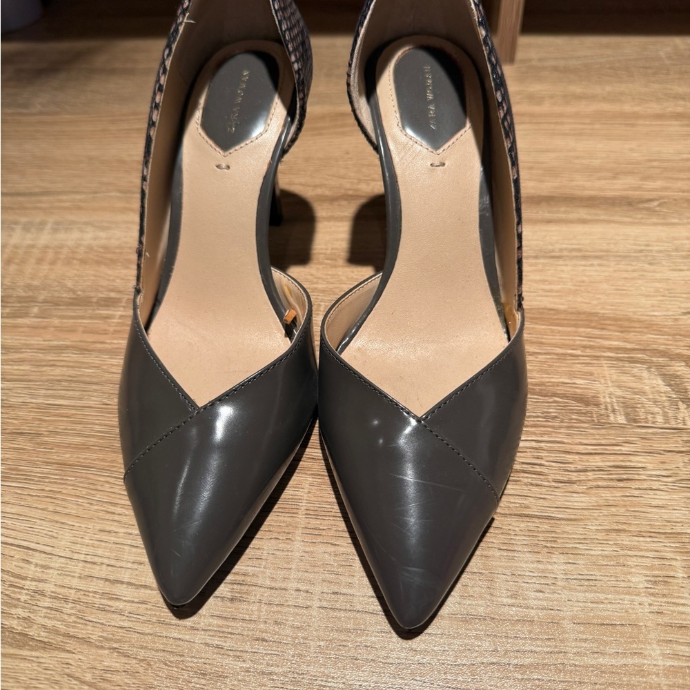 Zara Charcoal Pointed-Toe D'Orsay Pumps